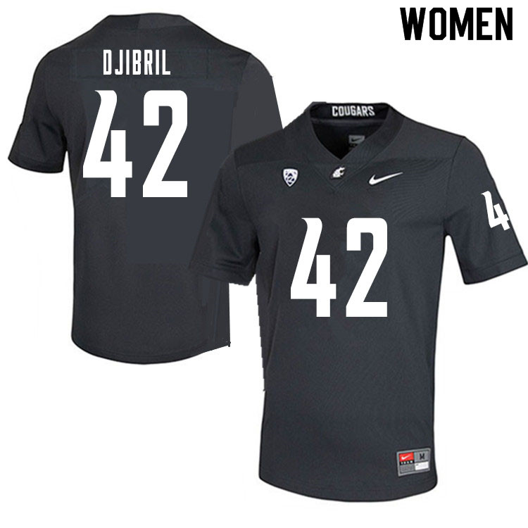 Women #42 Halid Djibril Washington State Cougars College Football Jerseys Sale-Charcoal